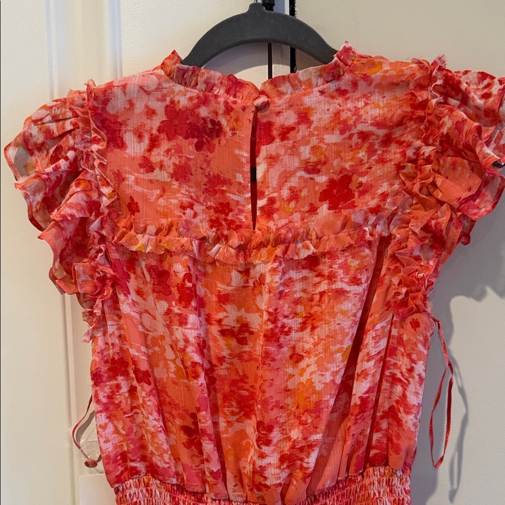 CeCe Floral Midi Dress - Red and Pink - Picture 3 of 4